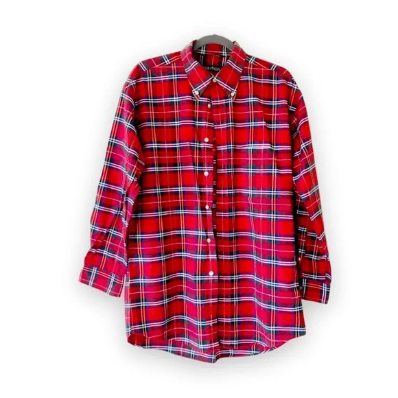 Nautica Other - Nautica Men’s Size Large Red Green Plaid Button-down Shirt Holiday Vibes Festive
